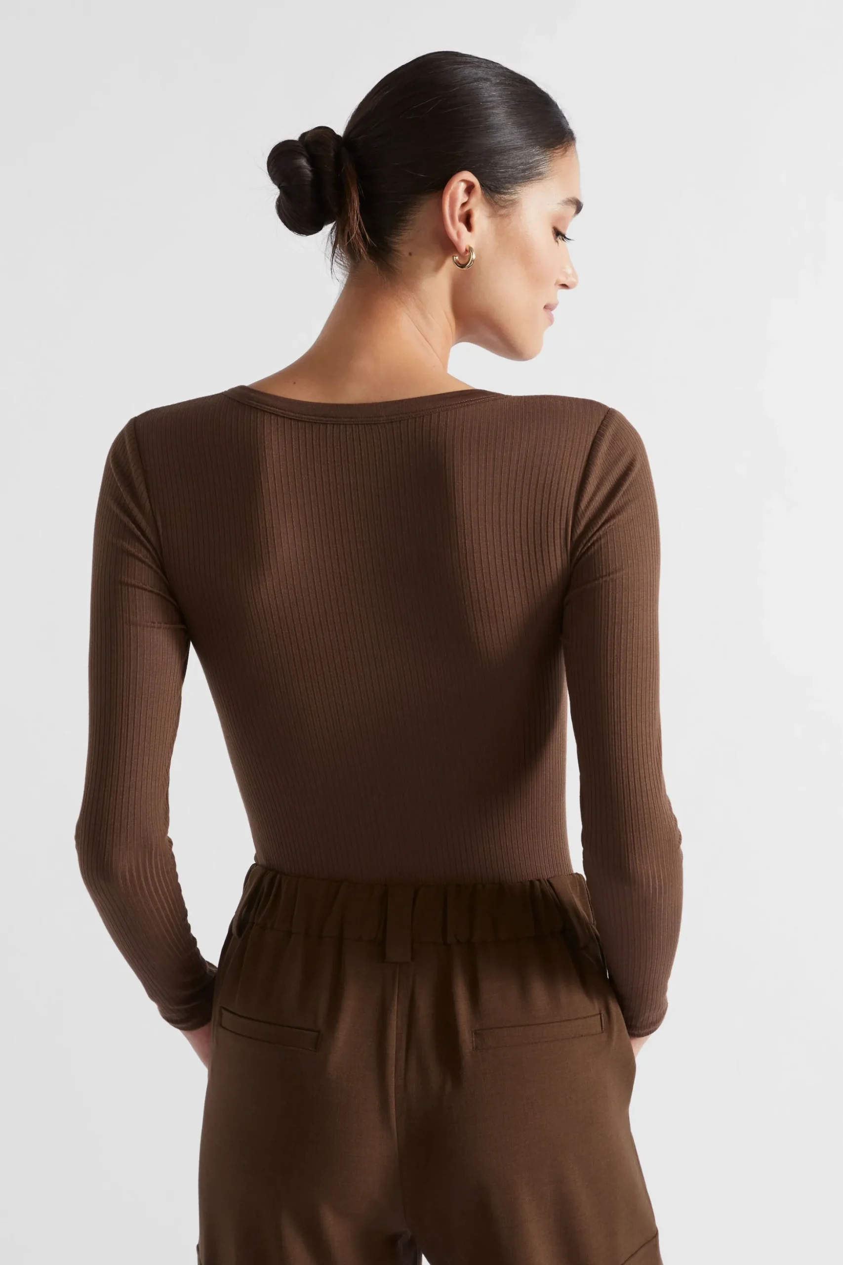 Seed Heritage T-Shirts & Tops-Core Rib Henley Top Hot Chocolate