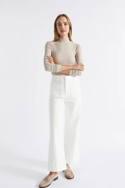 Seed Heritage T-Shirts & Tops-Core Rib Mock Neck Top Light Storm Marle