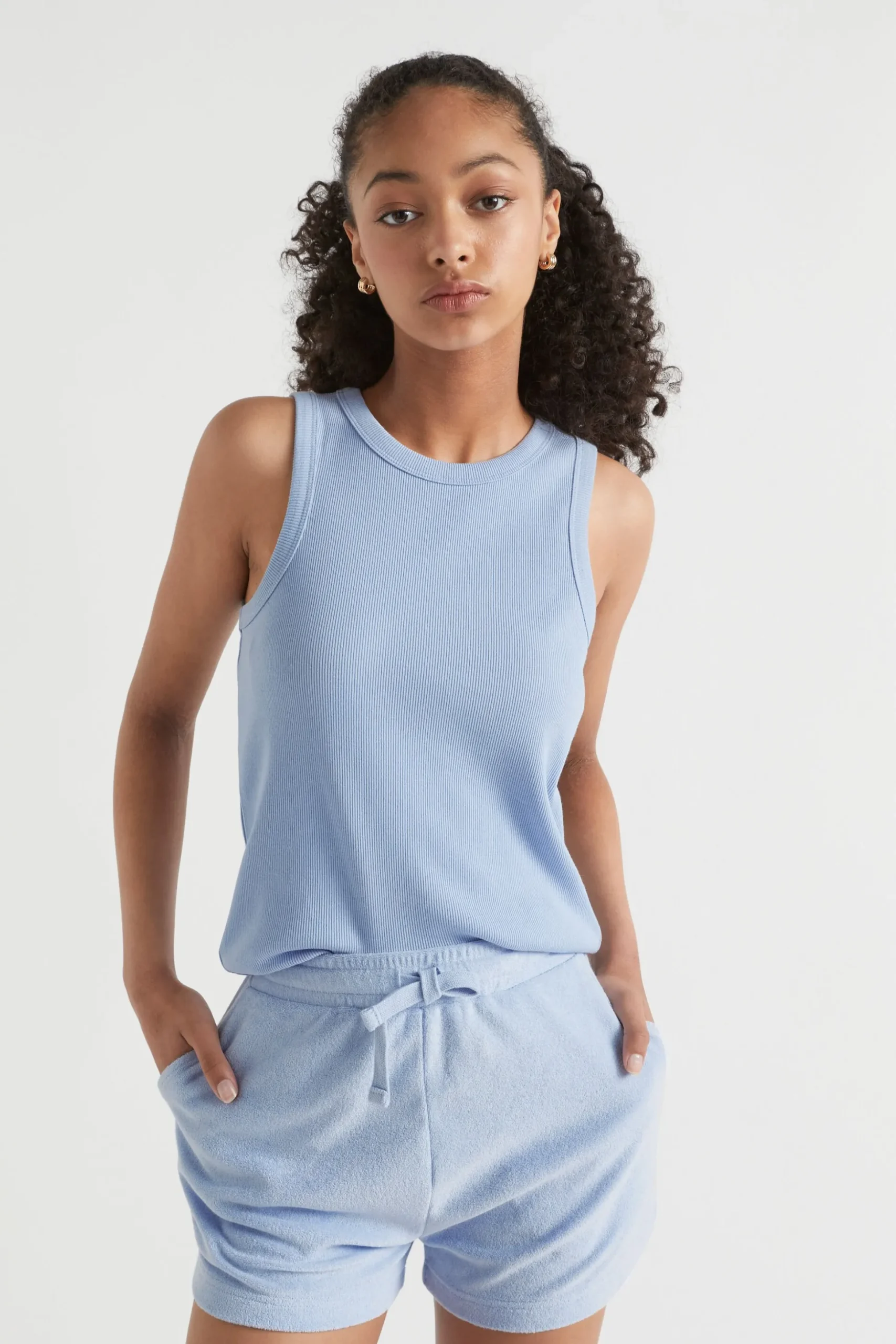 Seed Heritage T-Shirts & Tops-Core Rib Tank Sky Blue