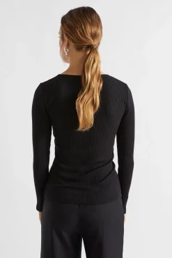 Seed Heritage T-Shirts & Tops-Corset Rib Top Black