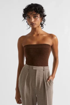 Seed Heritage Knitwear & Sweaters-Cosy Knit Bustier Hot Chocolate Marle