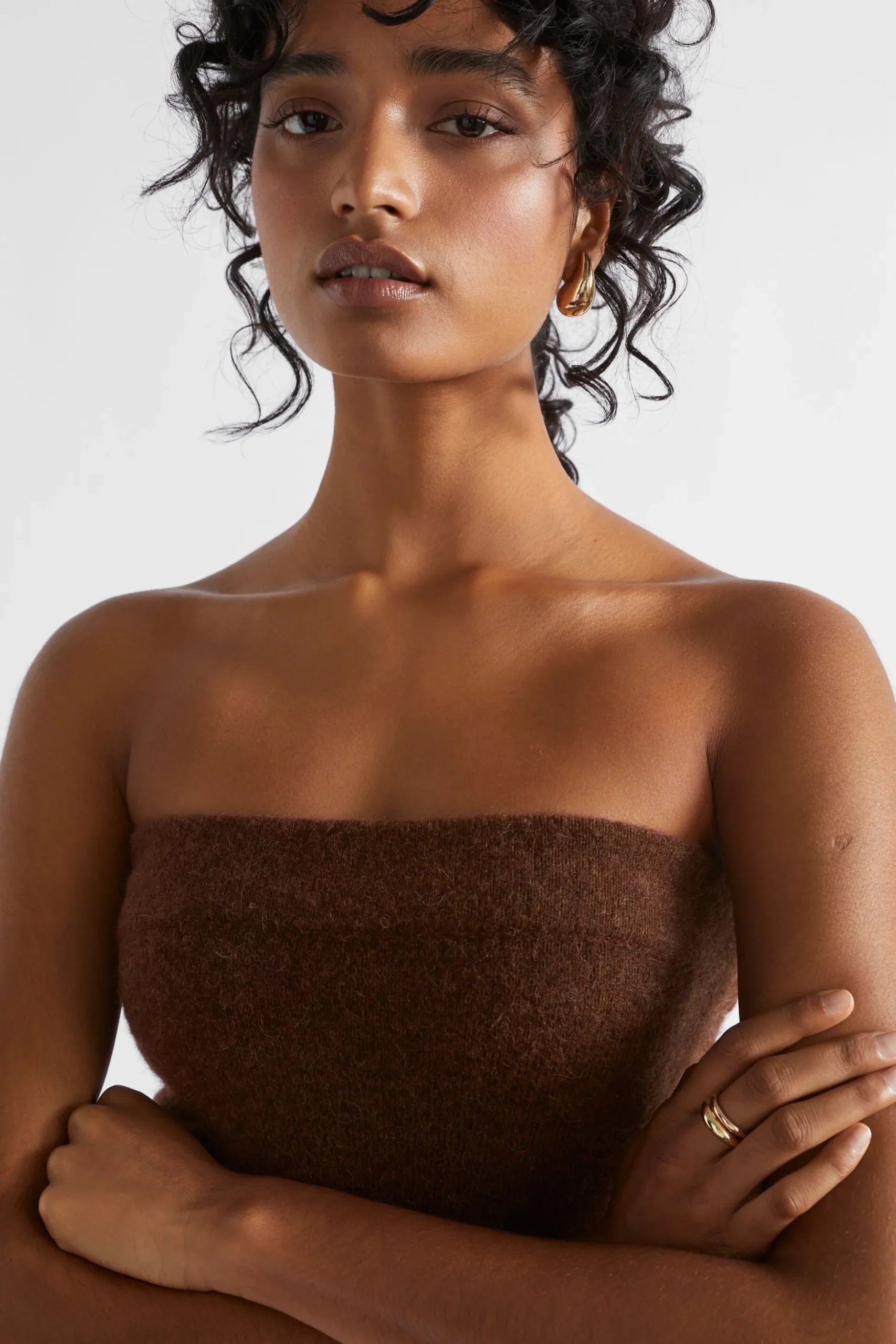 Seed Heritage Knitwear & Sweaters-Cosy Knit Bustier Hot Chocolate Marle