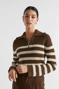 Seed Heritage Knitwear & Sweaters-Cotton Blend Stripe Knit Hot Chocolate Stripe