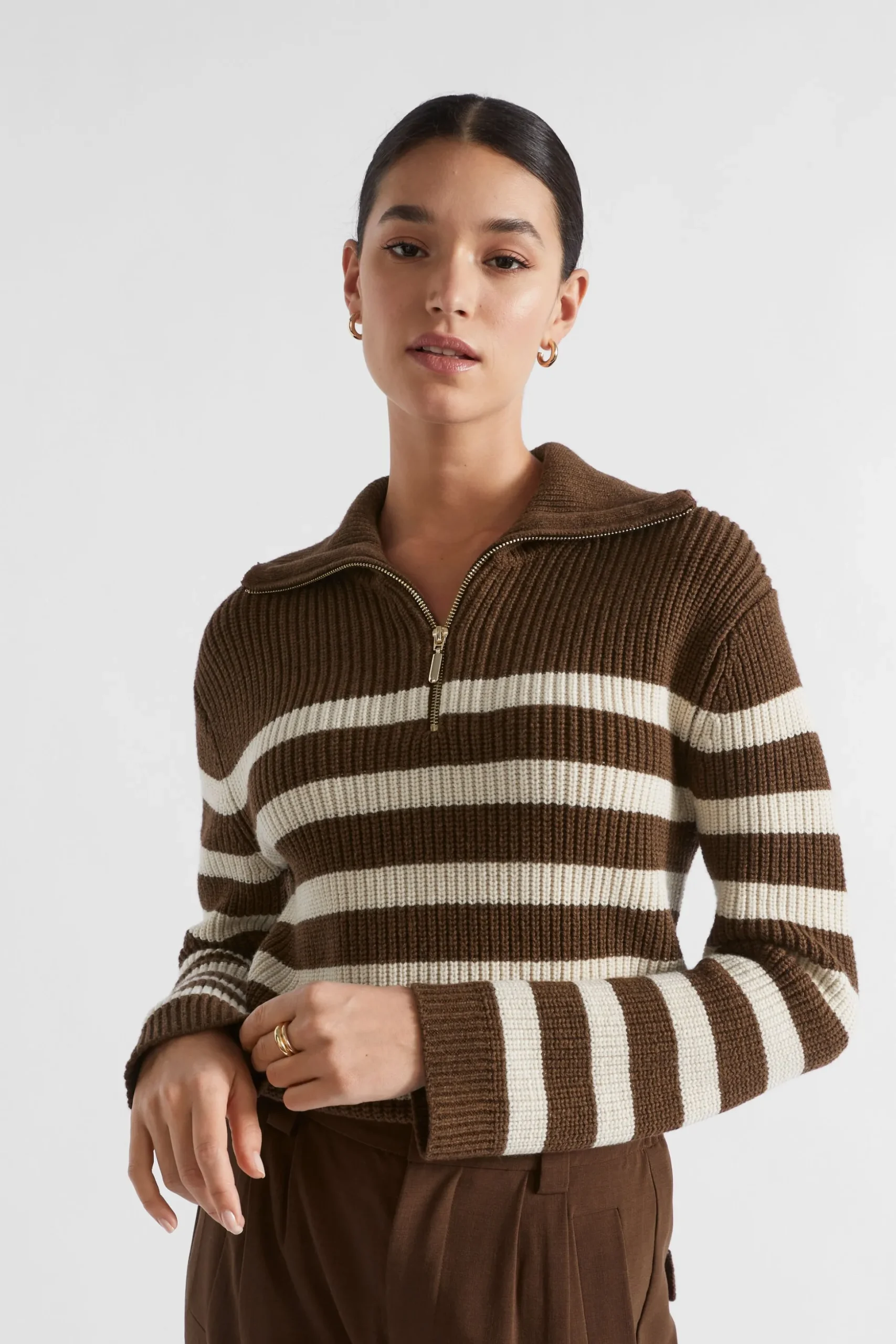 Seed Heritage Knitwear & Sweaters-Cotton Blend Stripe Knit Hot Chocolate Stripe