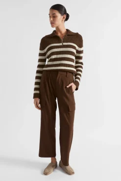 Seed Heritage Knitwear & Sweaters-Cotton Blend Stripe Knit Hot Chocolate Stripe