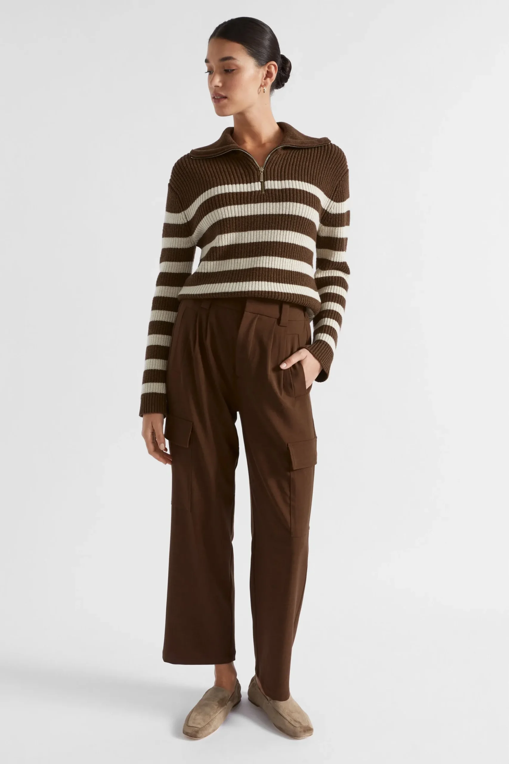 Seed Heritage Knitwear & Sweaters-Cotton Blend Stripe Knit Hot Chocolate Stripe
