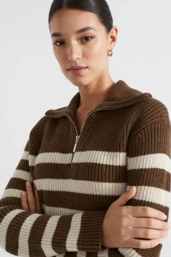 Seed Heritage Knitwear & Sweaters-Cotton Blend Stripe Knit Hot Chocolate Stripe