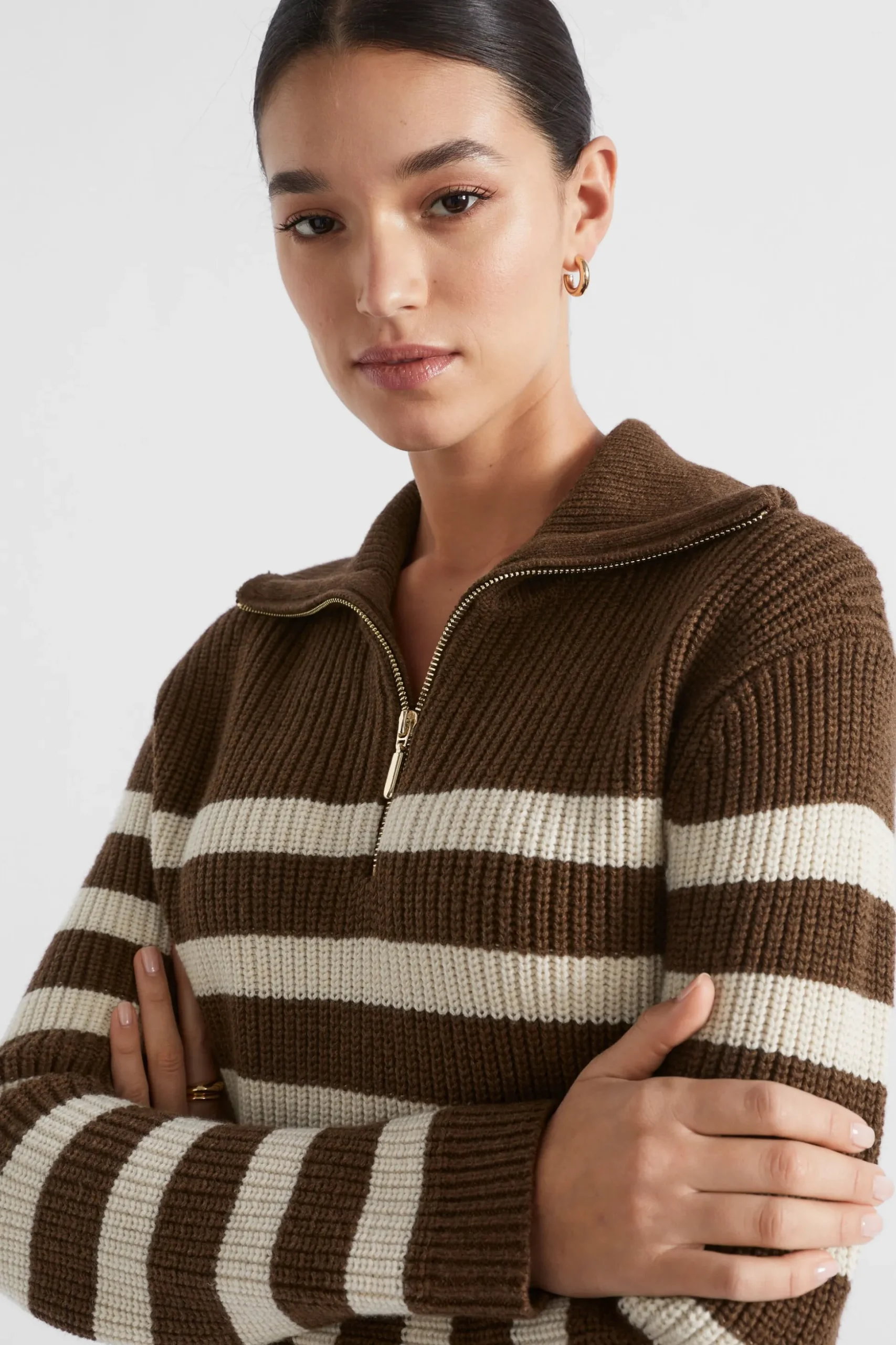 Seed Heritage Knitwear & Sweaters-Cotton Blend Stripe Knit Hot Chocolate Stripe