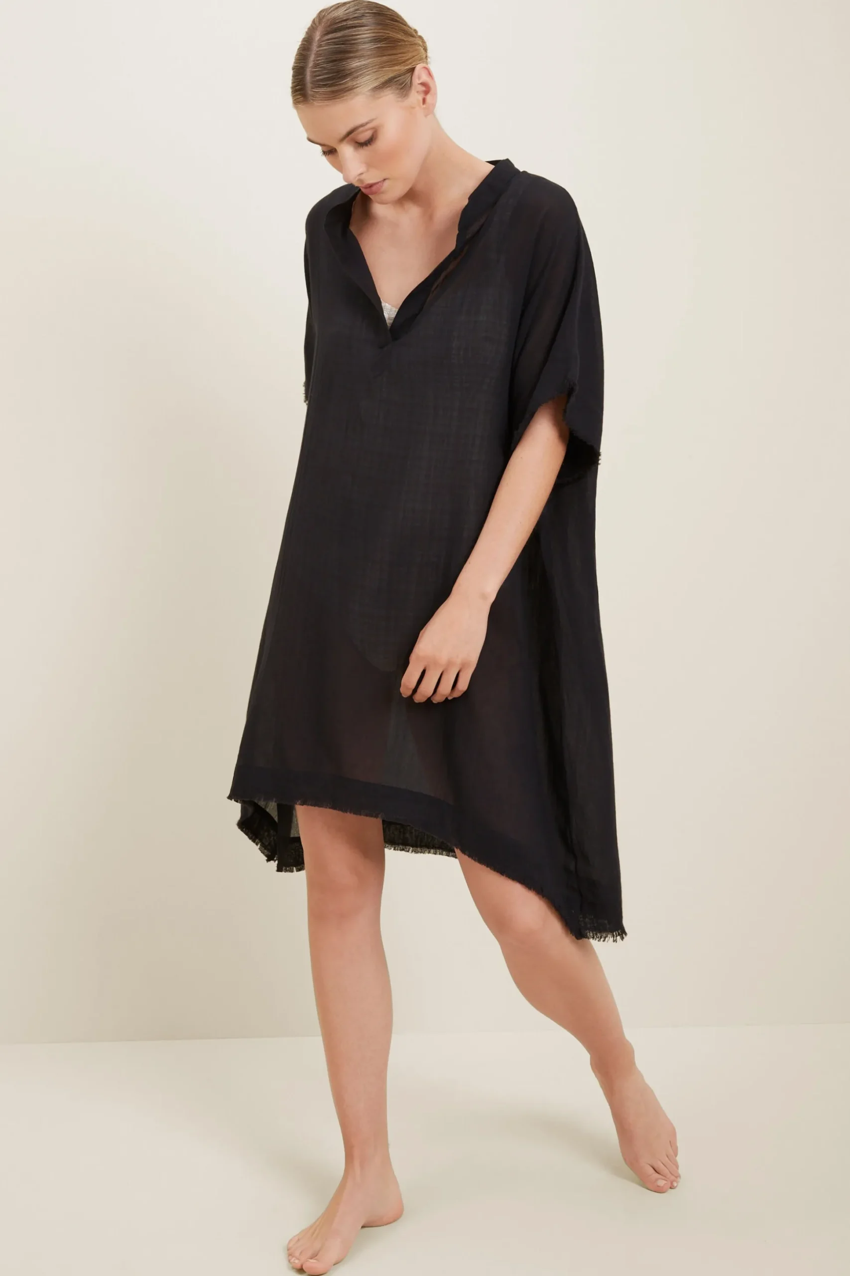 Seed Heritage Scarves & Kaftans-Cotton Kaftan Black
