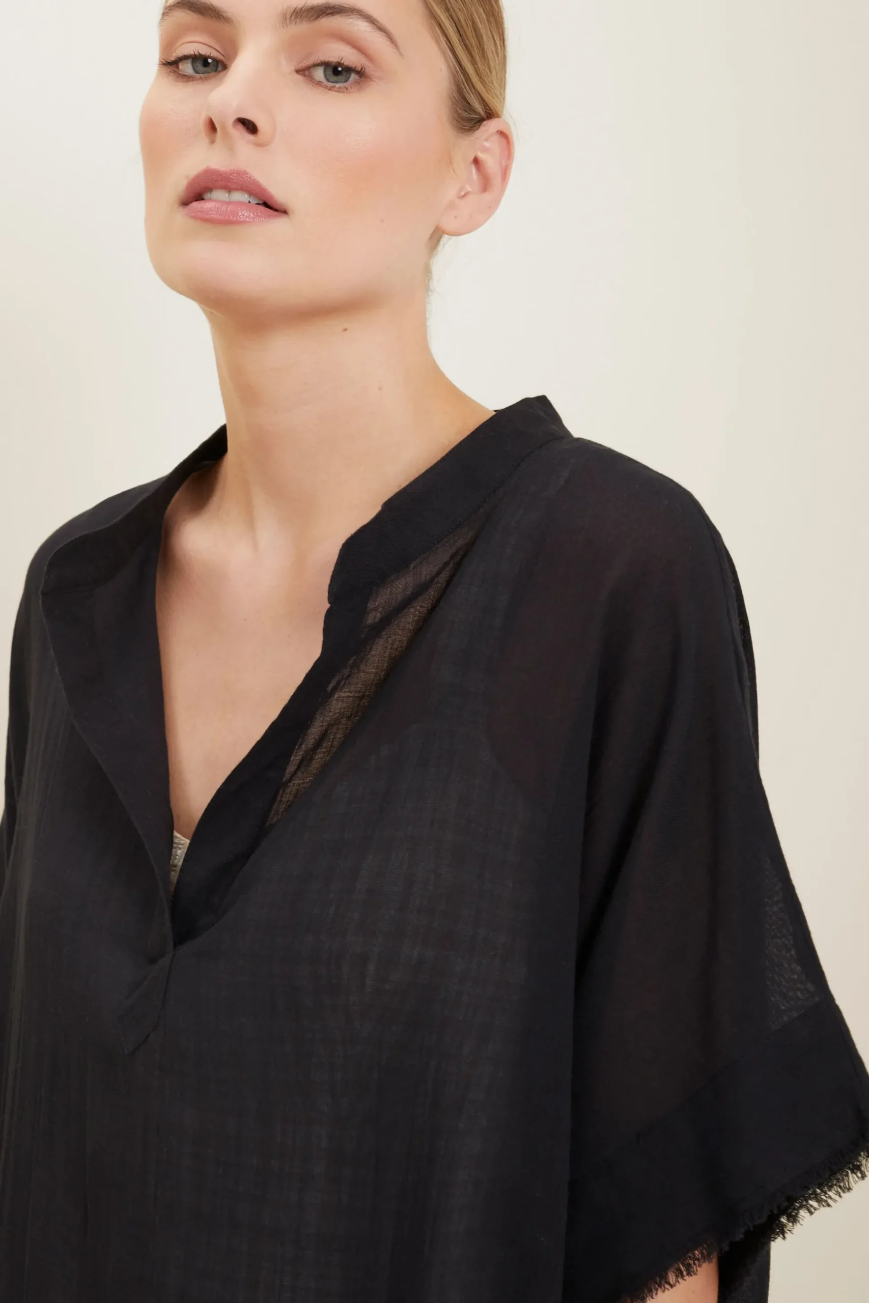 Seed Heritage Scarves & Kaftans-Cotton Kaftan Black
