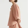 Seed Heritage Sleepwear-Cotton Linen Sleep Shirt Terracotta