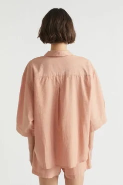 Seed Heritage Sleepwear-Cotton Linen Sleep Shirt Terracotta