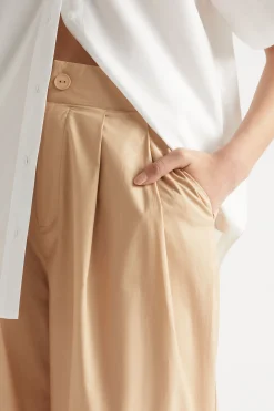 Seed Heritage Pants-Cotton Pleat Front Pant Light Chestnut
