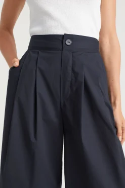 Seed Heritage Pants-Cotton Pleat Front Pant Deep Navy