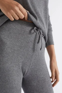 Seed Heritage Sleepwear-Cotton Rib Sleep Bottom Charcoal Marle