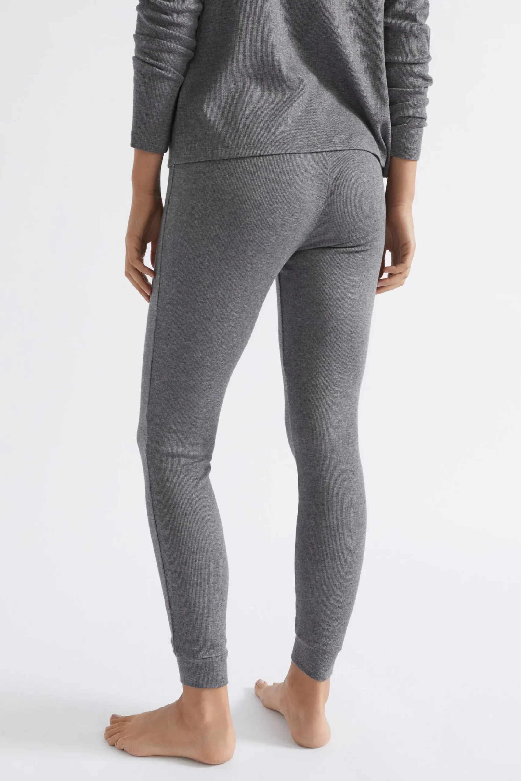 Seed Heritage Sleepwear-Cotton Rib Sleep Bottom Charcoal Marle