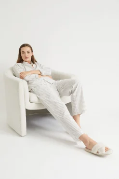 Seed Heritage Sleepwear-Cotton Sleep Shirt Olive Stripe