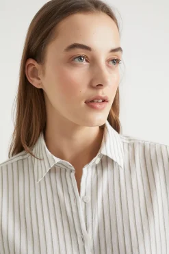 Seed Heritage Sleepwear-Cotton Sleep Shirt Olive Stripe