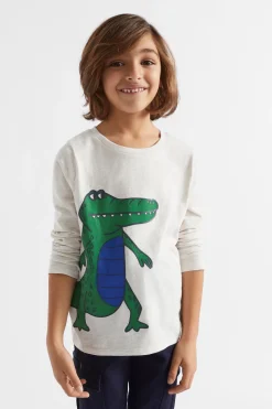Seed Heritage T-Shirts & Tops-Croc Tee Oat Marle