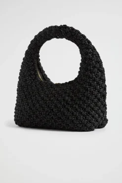 Seed Heritage Shoulder Bags-Crochet Rope Bag Black