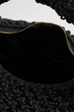 Seed Heritage Shoulder Bags-Crochet Rope Bag Black