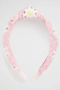 Seed Heritage Hair Accessories-Crochet Turban Headband Dusty Rose