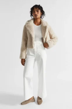 Seed Heritage Jackets & Vests-Crop Teddy Jacket Oat Marle