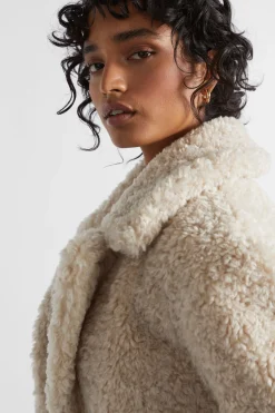 Seed Heritage Jackets & Vests-Crop Teddy Jacket Oat Marle