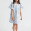 Seed Heritage Dresses-Cutwork Floral Dress Baby Blue