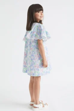 Seed Heritage Dresses-Cutwork Floral Dress Baby Blue