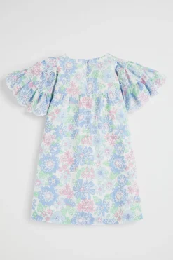 Seed Heritage Dresses-Cutwork Floral Dress Baby Blue