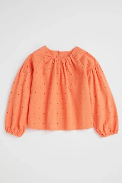 Seed Heritage T-Shirts & Tops-Cutwork Top Tangerine