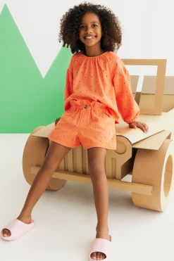 Seed Heritage T-Shirts & Tops-Cutwork Top Tangerine