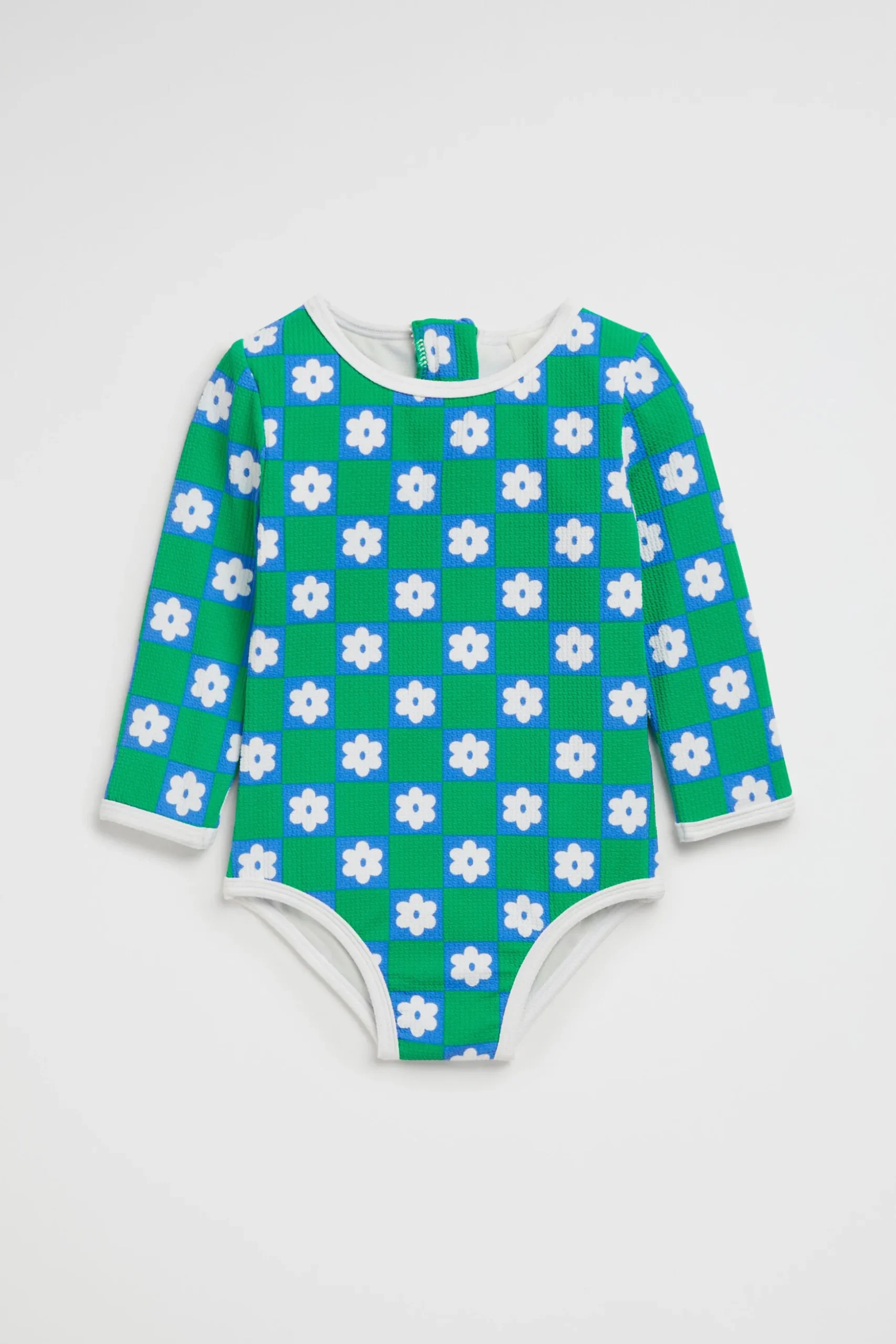 Seed Heritage Swimwear-Daisy Check Rashsuit Pea Green