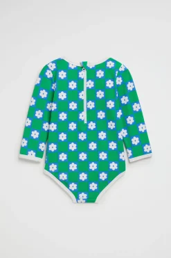 Seed Heritage Swimwear-Daisy Check Rashsuit Pea Green