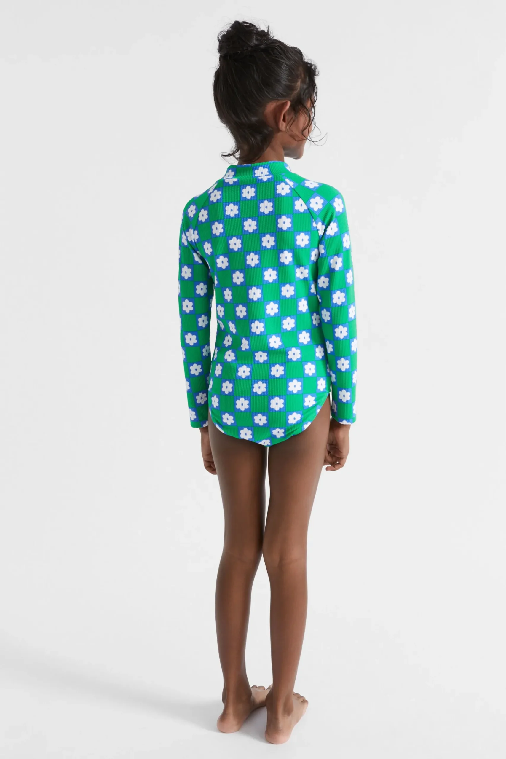 Seed Heritage Swimwear-Daisy Check Rashsuit Pea Green