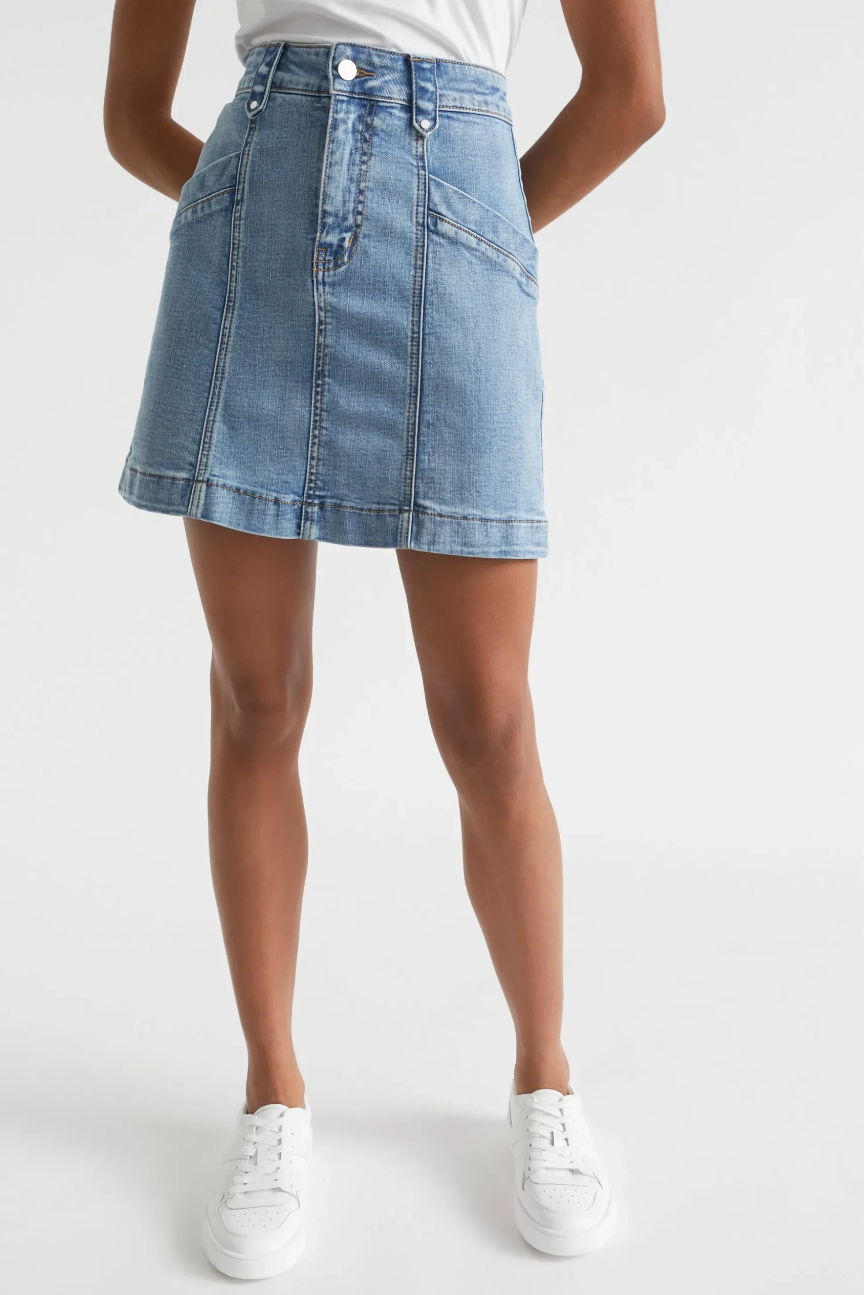 Seed Heritage Skirts-Denim A Line Seamed Skirt Capri Wash