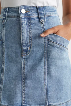 Seed Heritage Skirts-Denim A Line Seamed Skirt Capri Wash