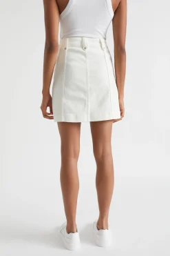 Seed Heritage Skirts-Denim A Line Seamed Skirt Cloud Cream