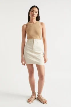 Seed Heritage Skirts-Denim Fitted Skirt Magnolia