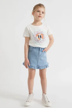 Seed Heritage Skirts-Denim Frill Skirt Classic Wash