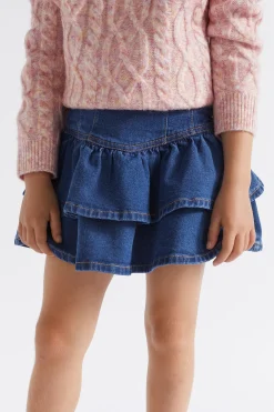Seed Heritage Skirts-Denim Frill Skirt Indigo