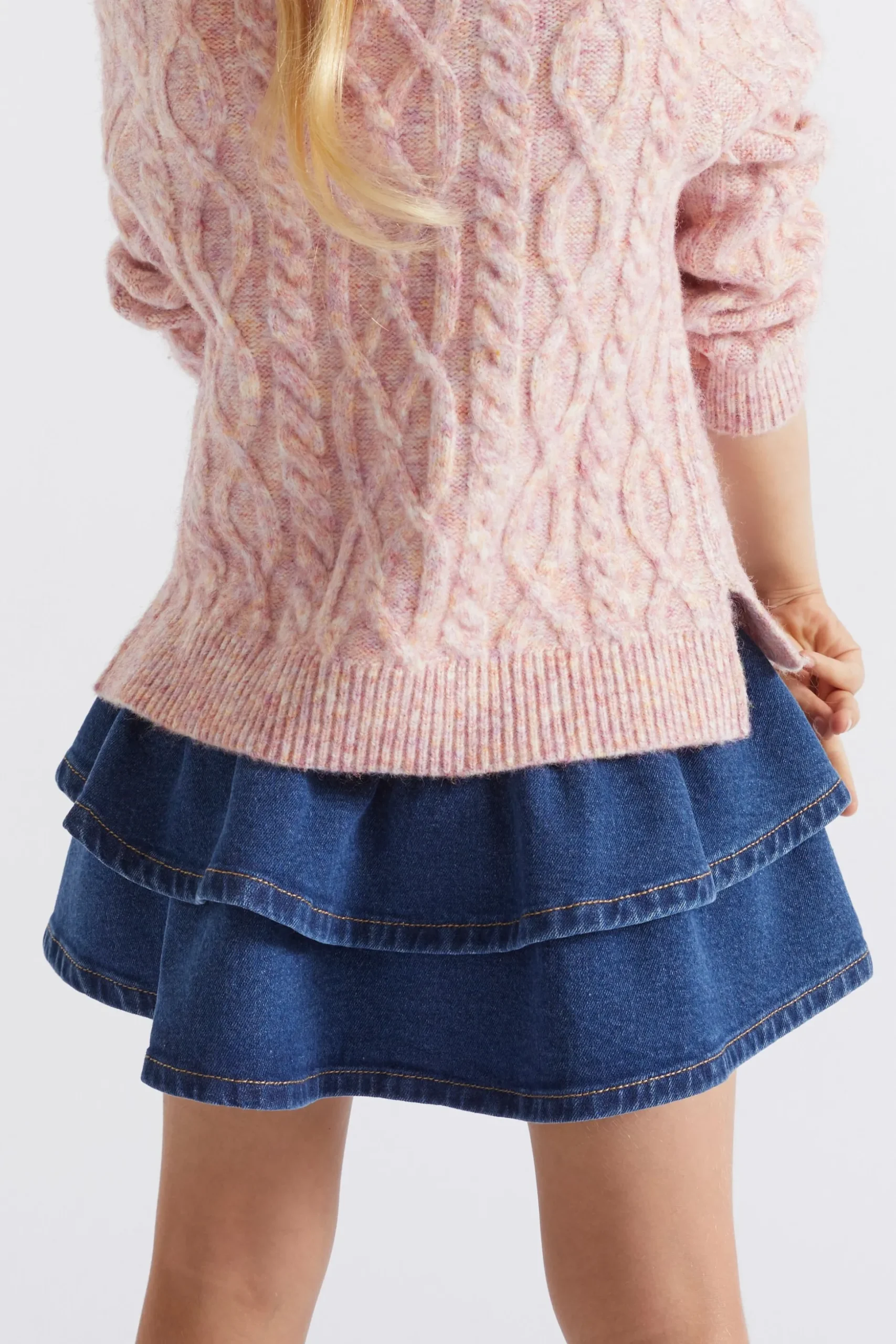 Seed Heritage Skirts-Denim Frill Skirt Indigo