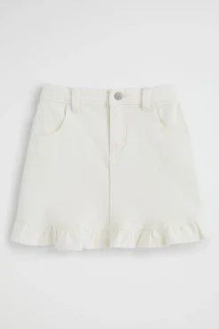 Seed Heritage Skirts-Denim Frill Skirt Vintage White Wash