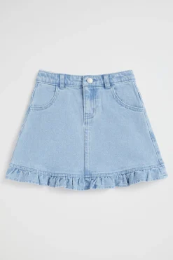 Seed Heritage Skirts-Denim Frill Skirt Classic Wash