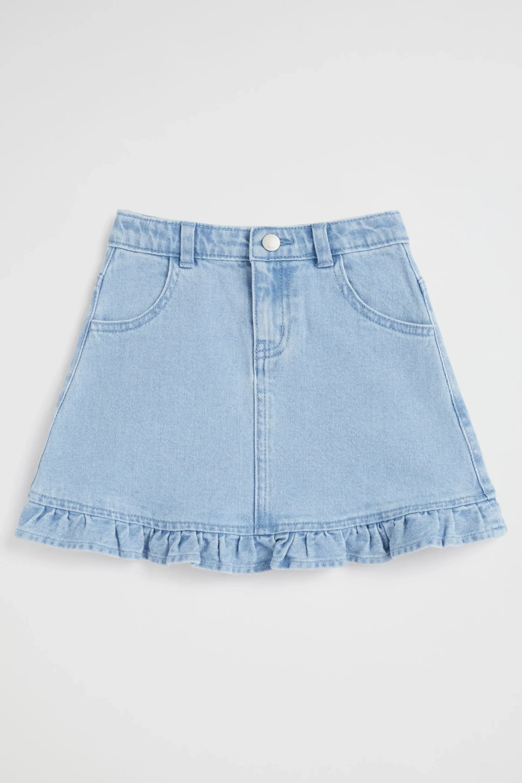 Seed Heritage Skirts-Denim Frill Skirt Classic Wash