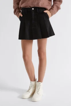 Seed Heritage Skirts-Denim Pleat Skirt Black Wash