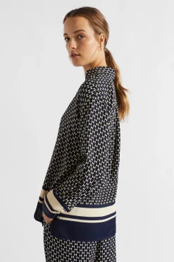 Seed Heritage T-Shirts & Tops-Diamond Geo Blouse Midnight Sky Geo