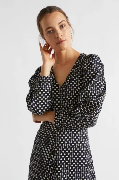 Seed Heritage Dresses-Diamond Geo Midi Dress Midnight Sky Geo