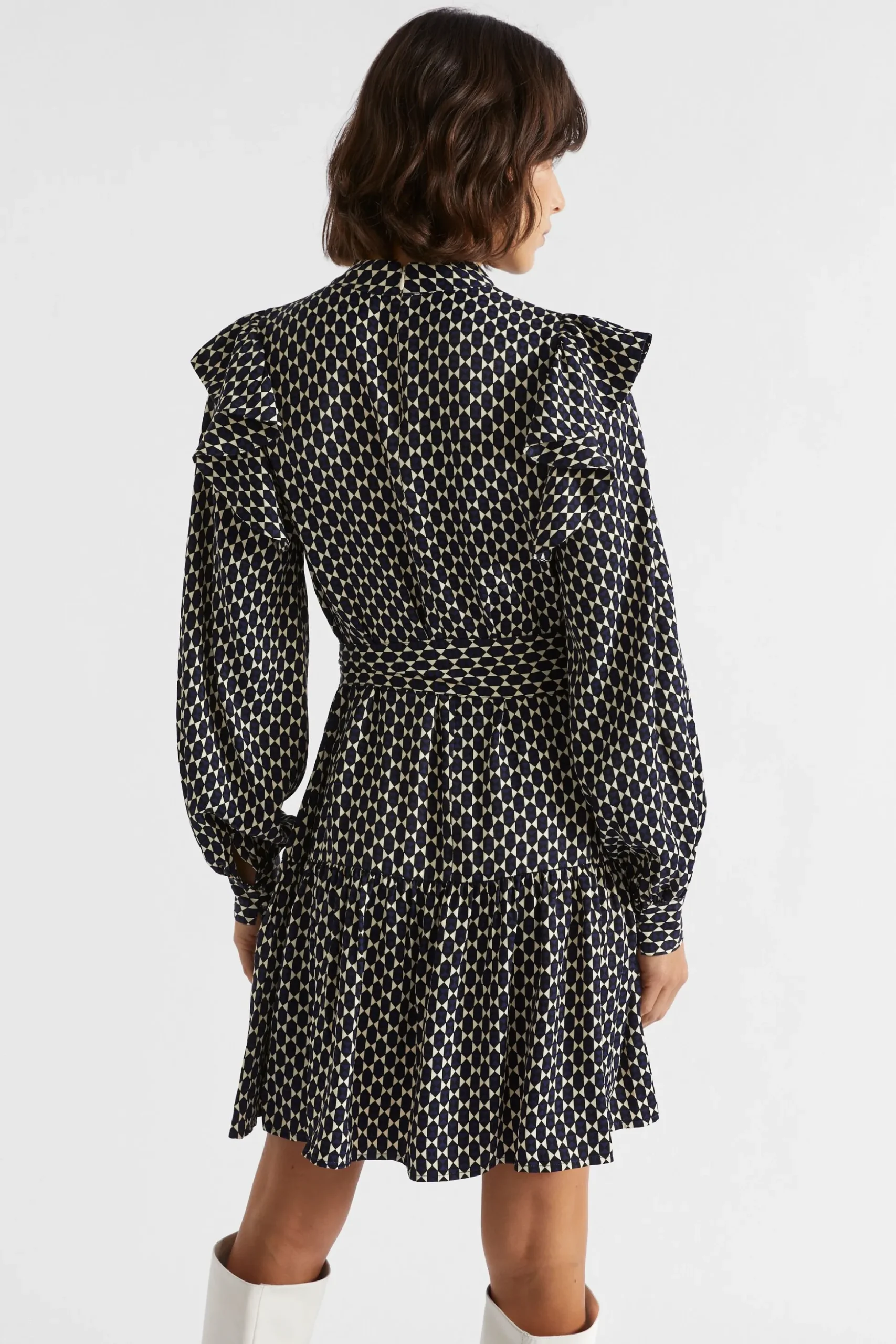 Seed Heritage Dresses-Diamond Geo Mini Dress Midnight Sky Geo